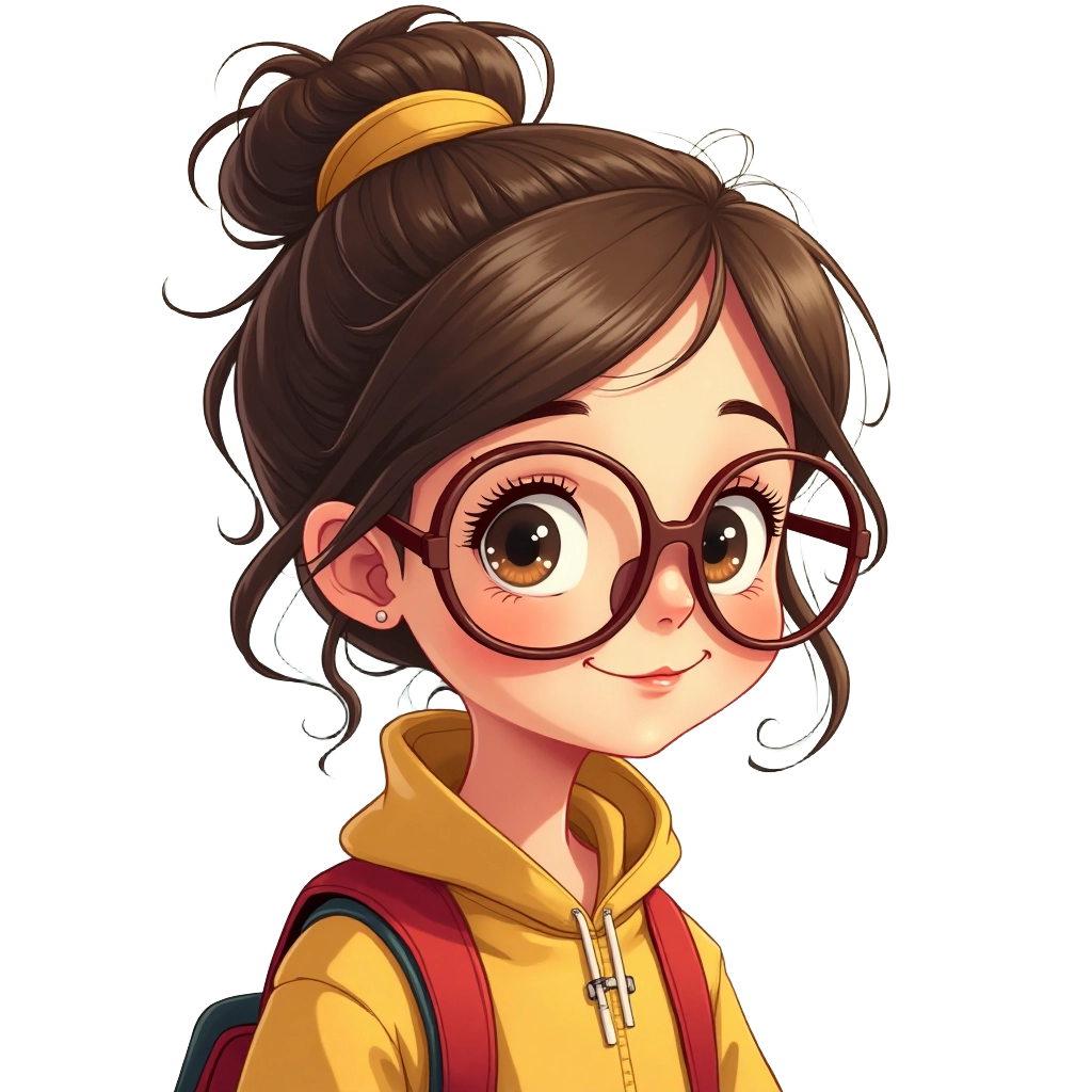 Cute Cartoon Character with Glasses